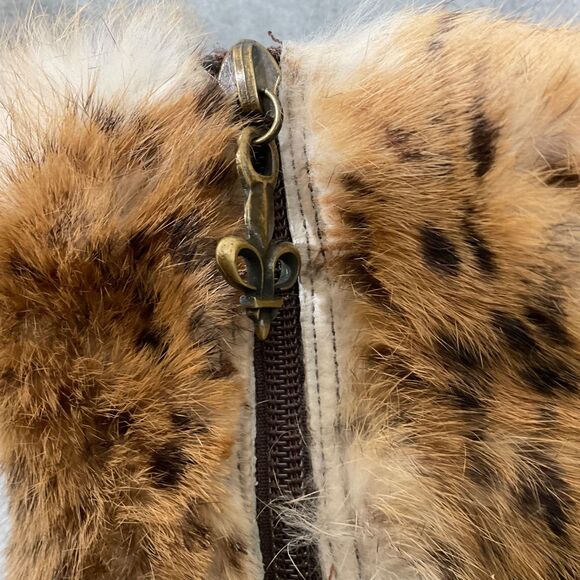 Donald J. Pliner Tiara BOOTS suede like w Faux FUR Wedge boots wms. 9.5 Brown - Picture 2 of 10